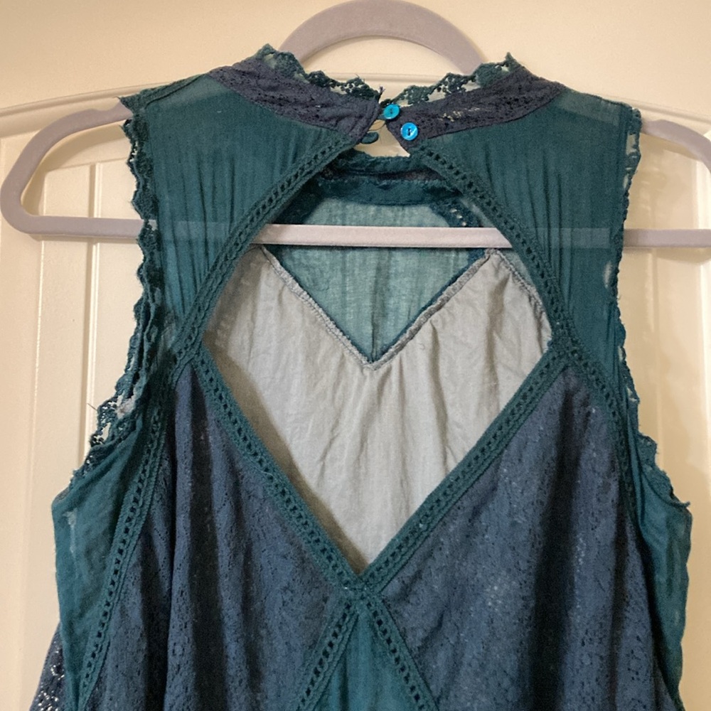 Free People Teal Lace Detail Dress - Picture 6 of 10